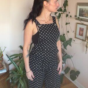 Topshop Polkadot Denim Overalls